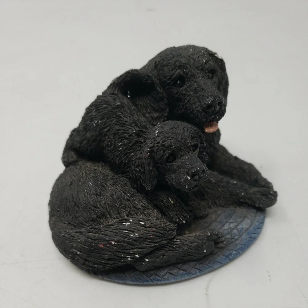 Vintage Black Dog Mother and Puppy Stone Cutters SC-753 Great Condition‎ Figure